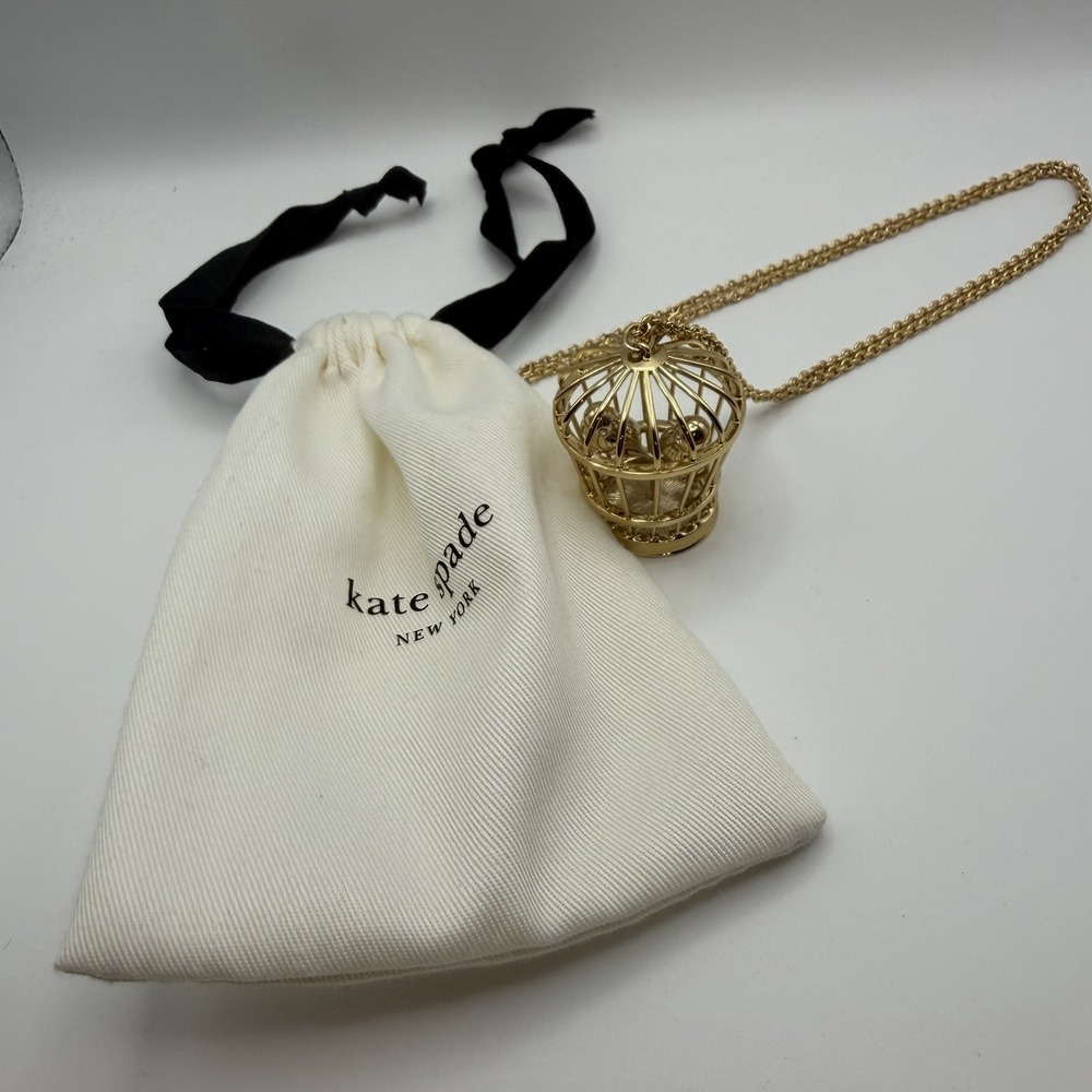 KATE SPADE Love Birds Large Birdcage Necklace 32" Long New in Dust Bag